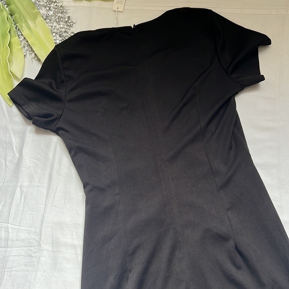 ⭐️LIUMILAC Elegant Casual Irregular Hem Short Sleeve V-Neck Side Slit Dress⭐️ - Picture 9 of 9